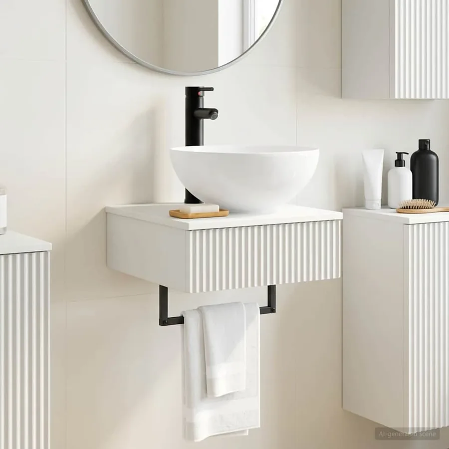 Basin de lavage mural Blanc 40 x 41 x 40,5 cm Bois d'ingénierie