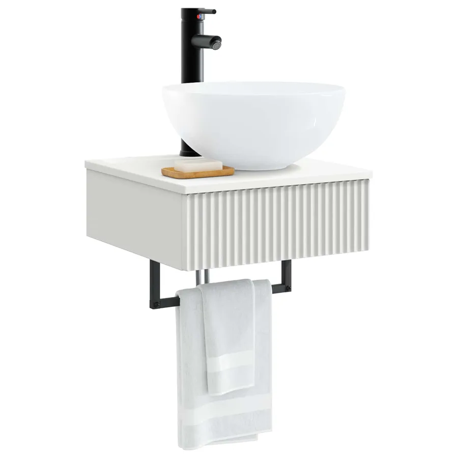 Basin de lavage mural Blanc 40 x 41 x 40,5 cm Bois d'ingénierie - 3