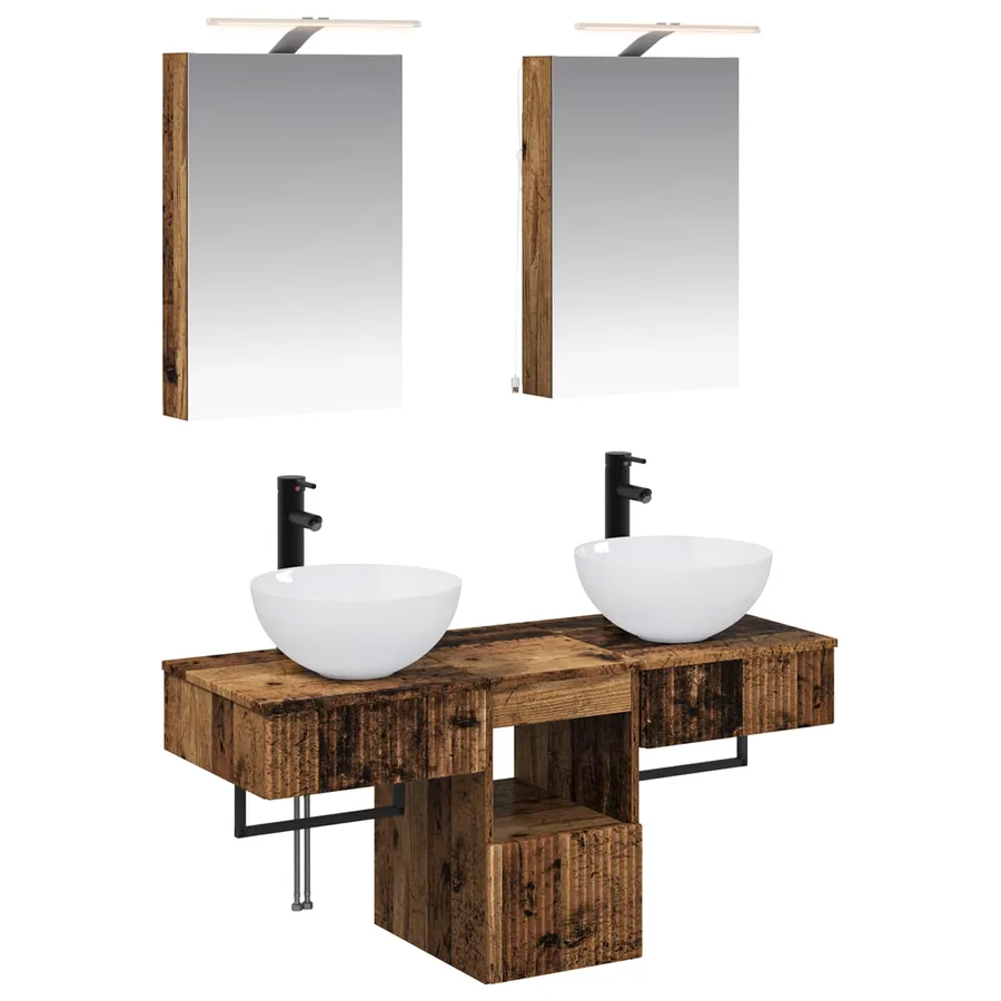 Ensemble d'armoire de salle de bain 5 pcs Bois ancien - 2