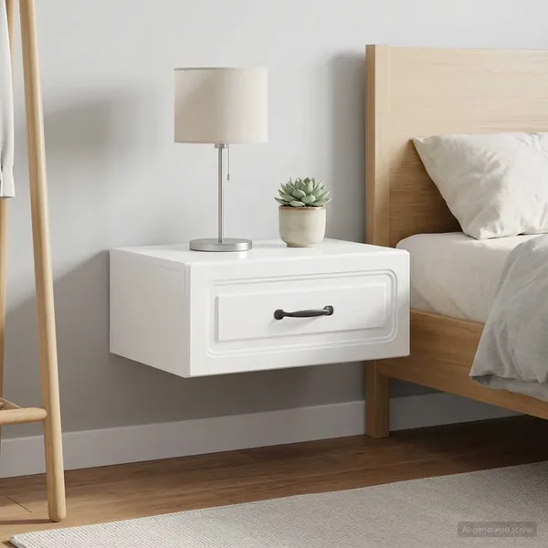 Cabinet de chevet mural 2 pcs Blanc brillant 49 x 34,5 x 20 cm