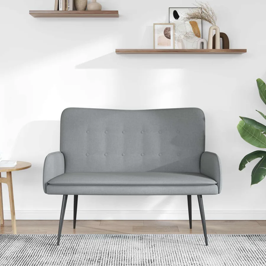 Sofa 2 places Gris clair 115 x 61 x 87 cm Tissu - 3