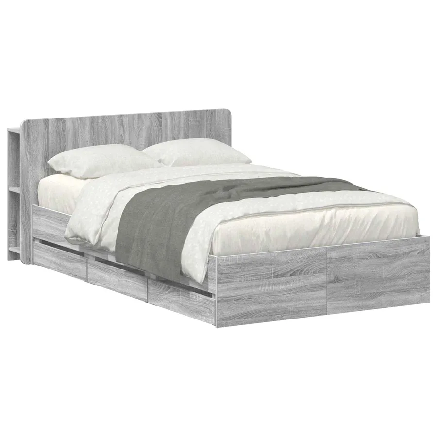 Cadre de lit avec rangement Sonoma gris 120 x 190 cm - 2