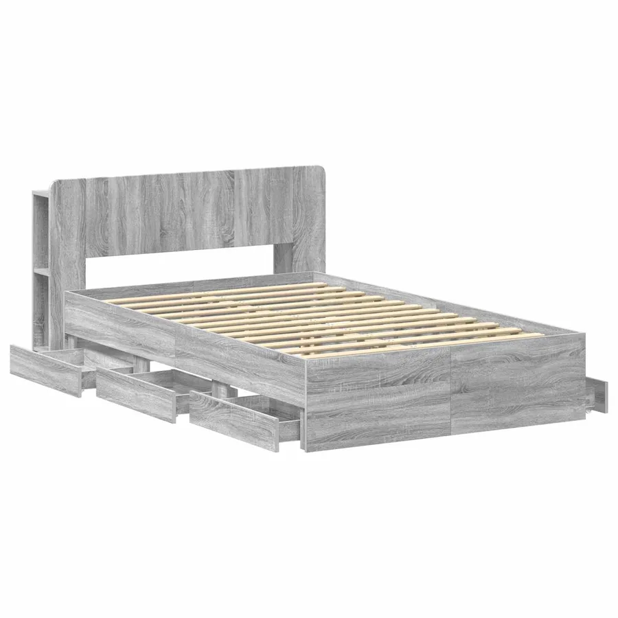 Cadre de lit avec rangement Sonoma gris 120 x 190 cm - 4