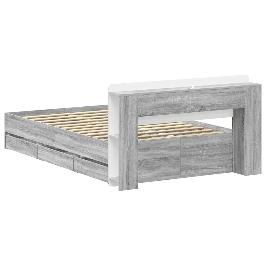 Cadre de lit avec rangement Sonoma gris 120 x 190 cm - 6