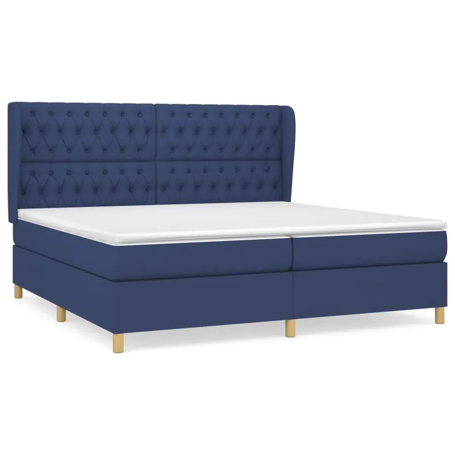 Sommier à lattes de lit avec matelas Bleu 200x200 cm Tissu - 2