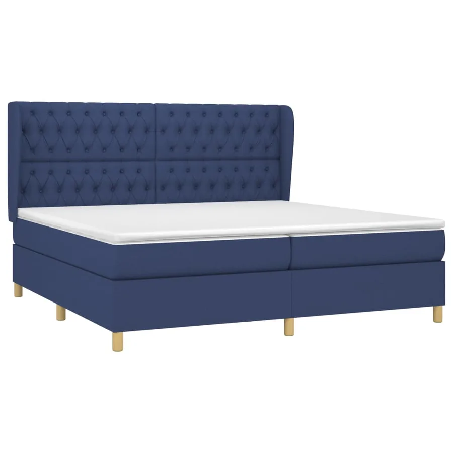 Sommier à lattes de lit avec matelas Bleu 200x200 cm Tissu - 3
