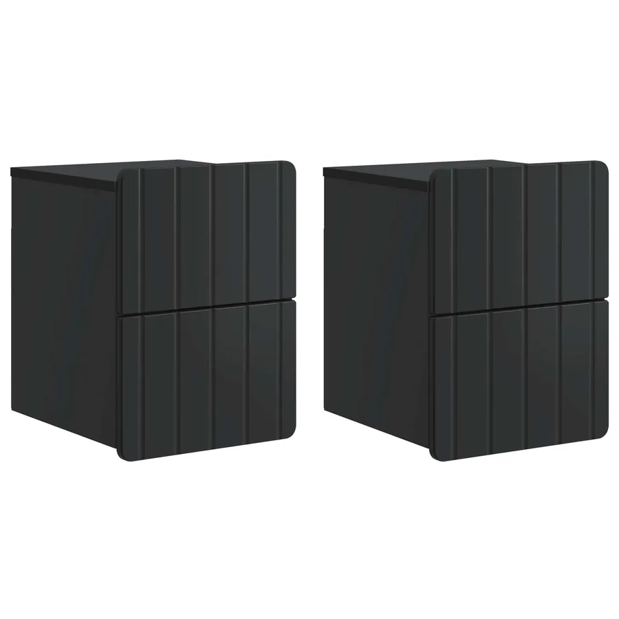 Cabinet de chevet mural 2 pcs Noir 33 x 34,5 x 43 cm - 2