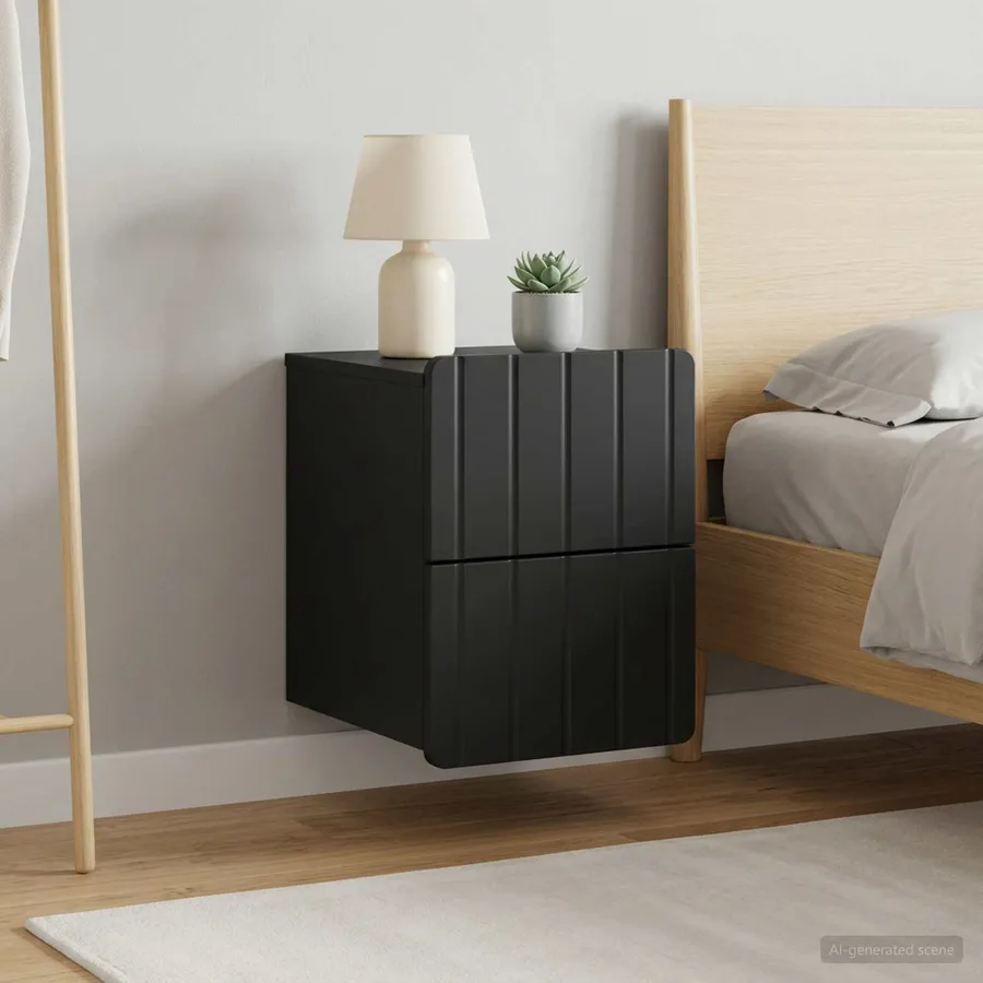 Cabinet de chevet mural 2 pcs Noir 33 x 34,5 x 43 cm - 4