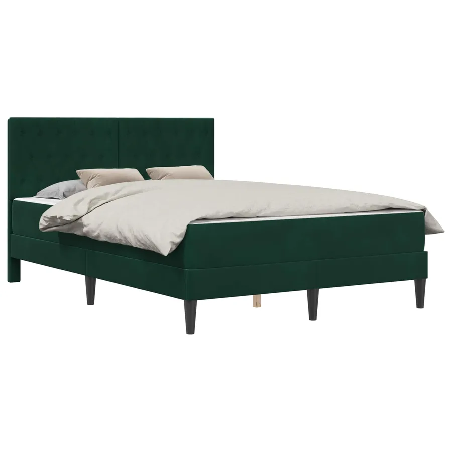 Cadre de lit avec matelas Vert foncé 140 x 200 cm Velours - 2