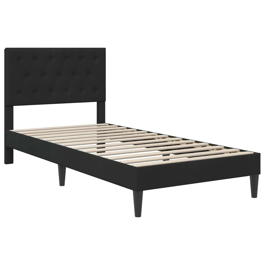 Cadre de lit avec matelas Noir 90 x 200 cm Velours - 4