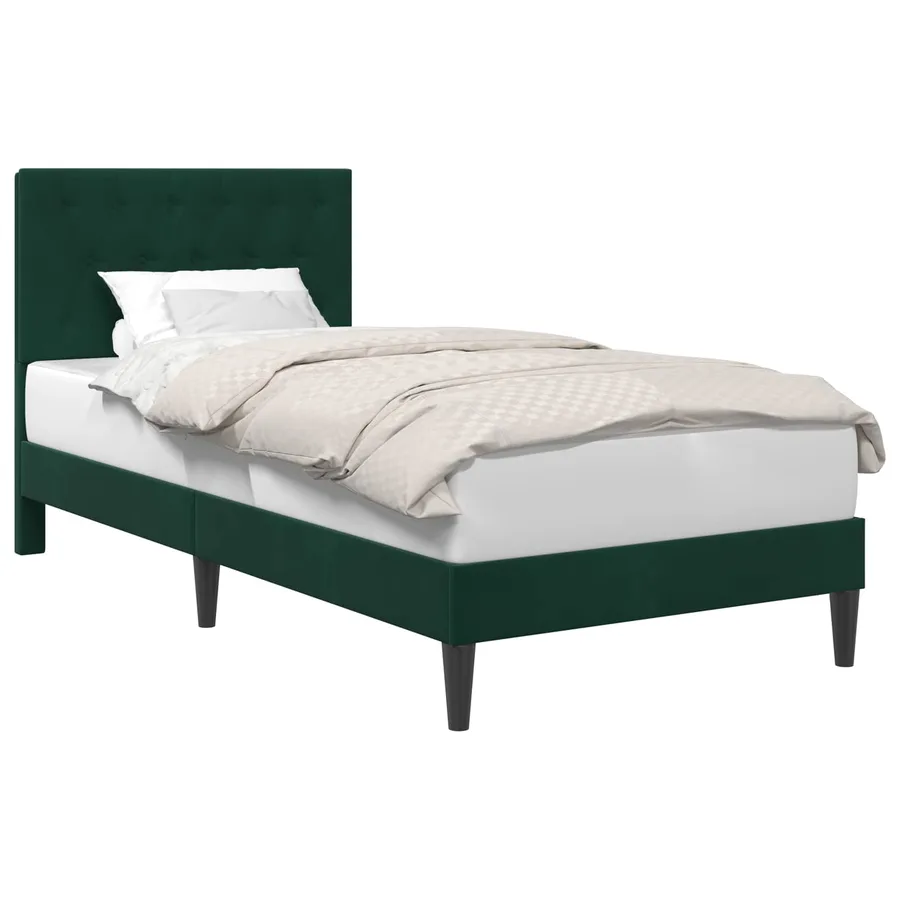 Cadre de lit avec tête de lit Vert foncé 90 x 200 cm Velours - 2