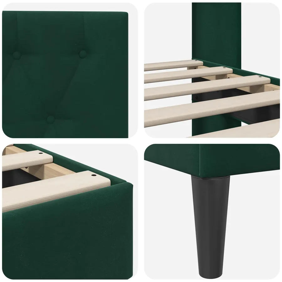 Cadre de lit avec tête de lit Vert foncé 90 x 200 cm Velours - 7
