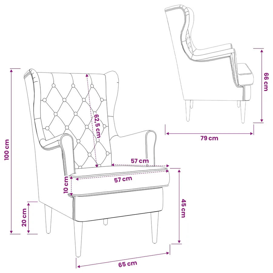 Fauteuil Noir Velours - 10