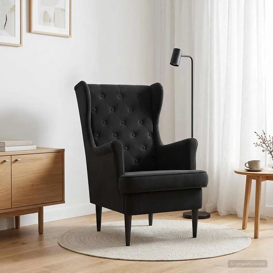 Fauteuil Noir Velours - 3