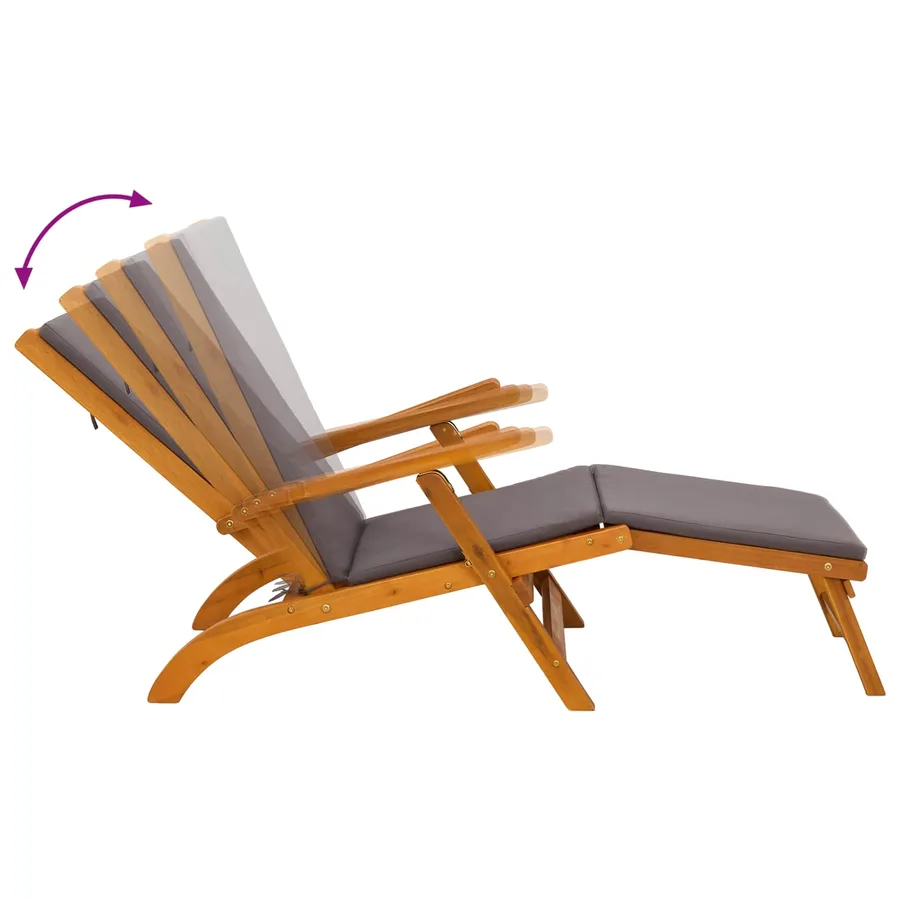 Chaise longue inclinable et pliable 3 pcs Gris foncé - 11