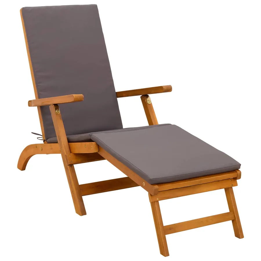 Chaise longue inclinable et pliable 3 pcs Gris foncé - 5