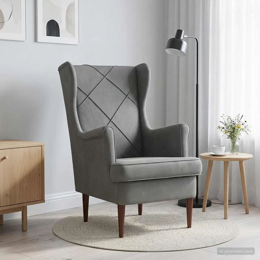 Fauteuil Gris foncé Velours - 3
