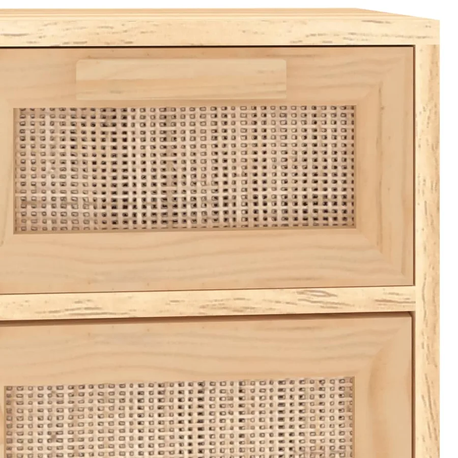 Buffet Marron 60x30x75 cm Bois de pin massif et rotin naturel - 7