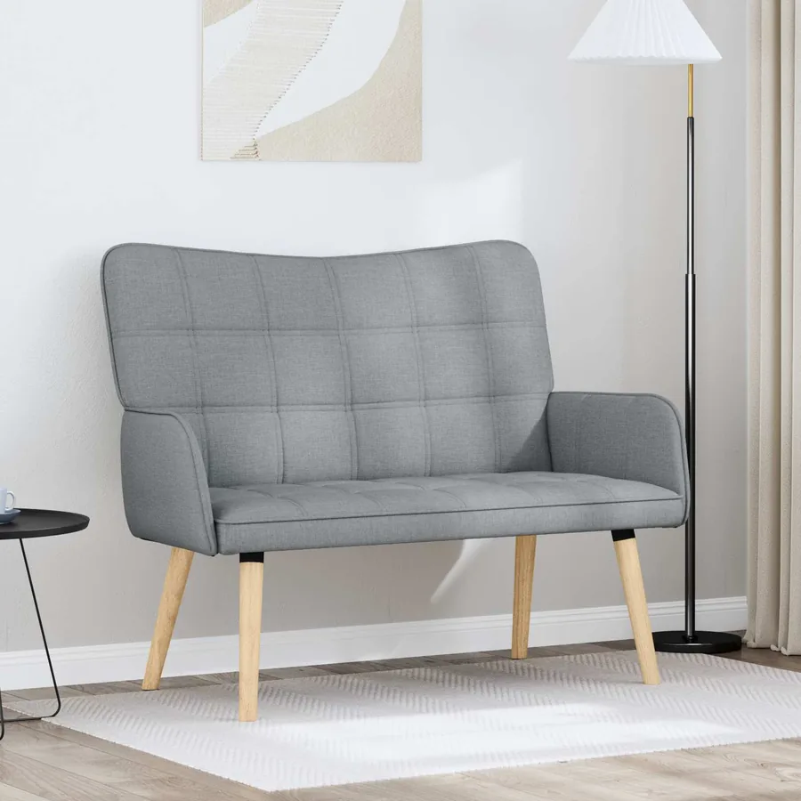 Sofa 2 places Gris clair 115 x 61 x 87 cm Tissu