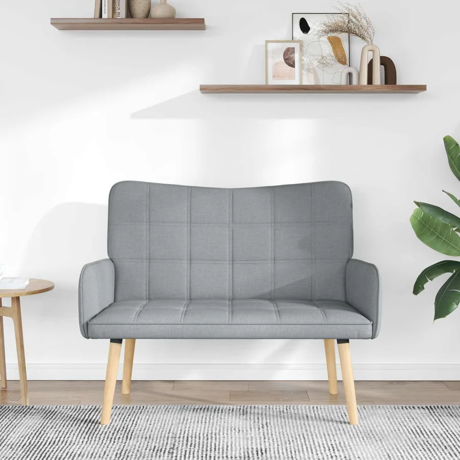 Sofa 2 places Gris clair 115 x 61 x 87 cm Tissu - 3