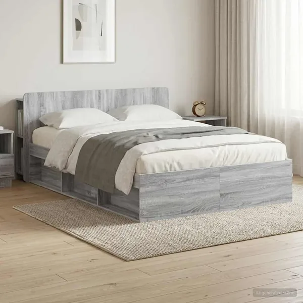 Cadre de lit avec rangement Sonoma gris 160 x 200 cm