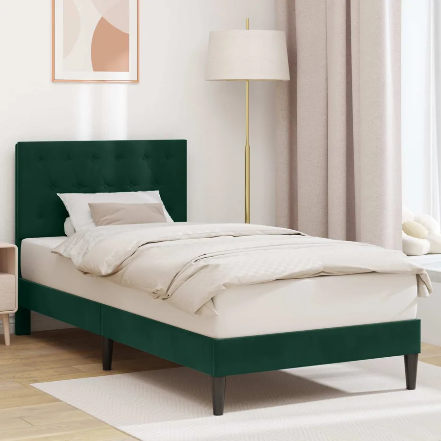 Cadre de lit avec tête de lit Vert foncé 100 x 200 cm Velours
