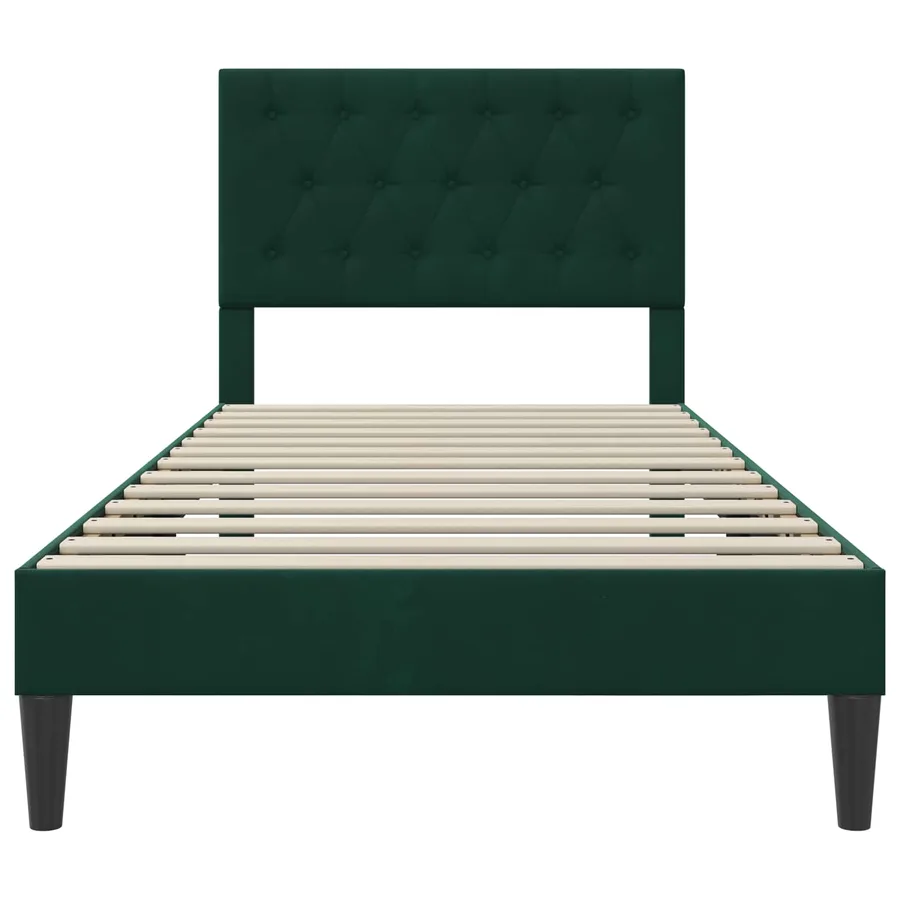Cadre de lit avec tête de lit Vert foncé 100 x 200 cm Velours - 4