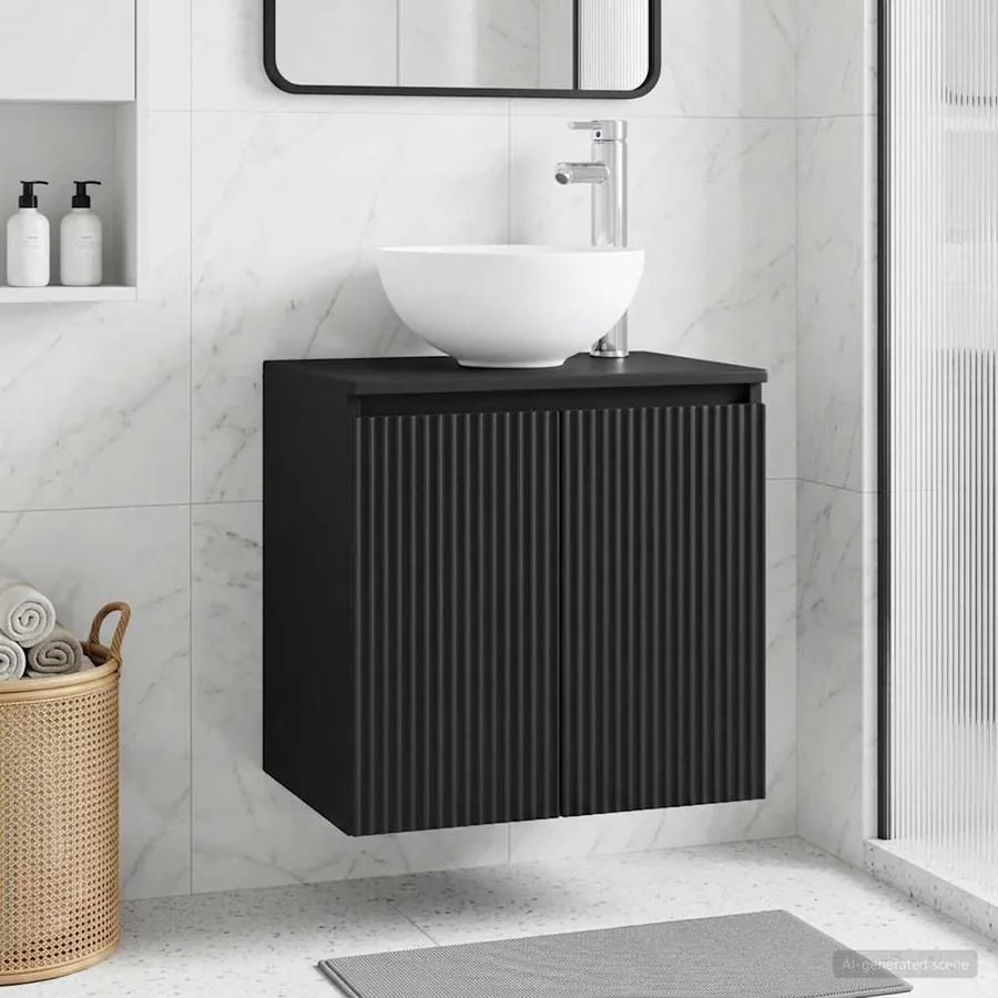Vanité de lavabo mural Noir 49,5 x 41 x 64,5 cm
