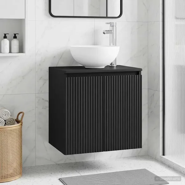Vanité de lavabo mural Noir 49,5 x 41 x 64,5 cm