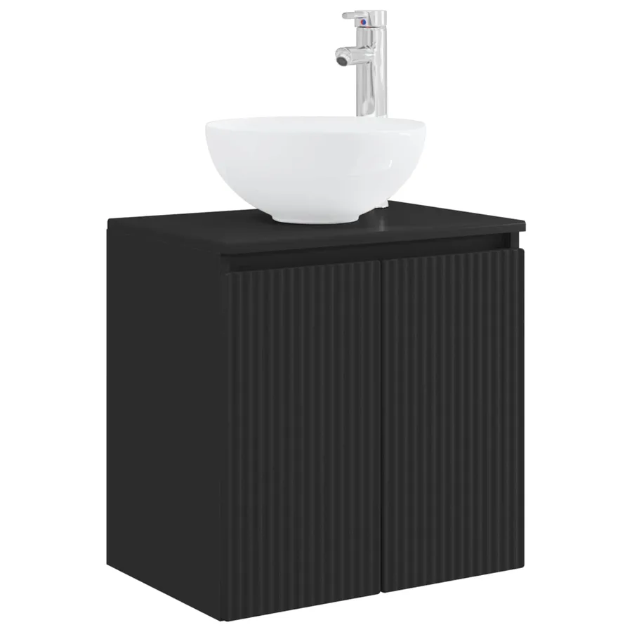 Vanité de lavabo mural Noir 49,5 x 41 x 64,5 cm - 2