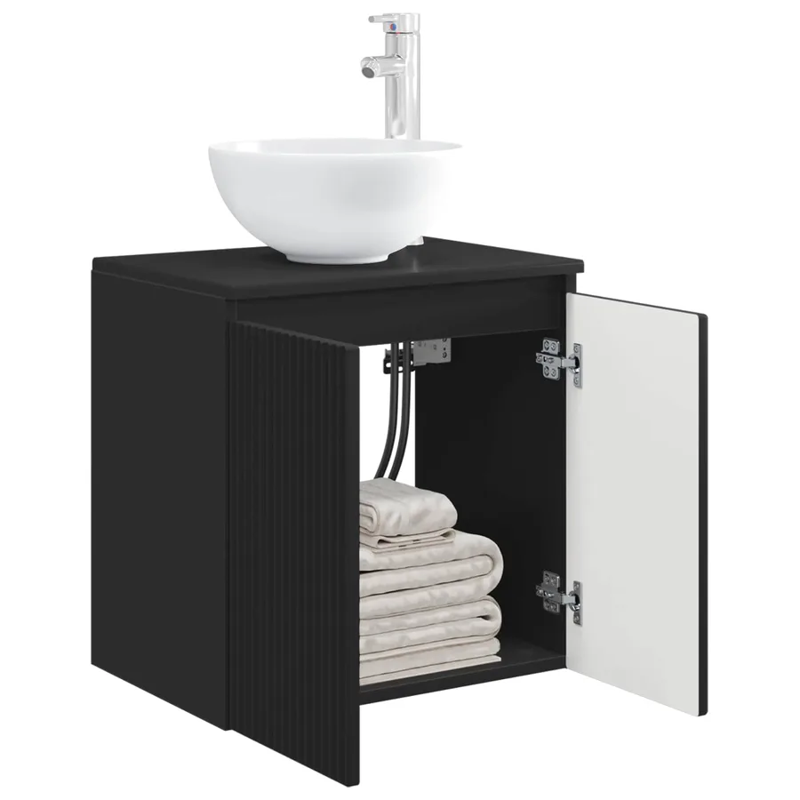 Vanité de lavabo mural Noir 49,5 x 41 x 64,5 cm - 3