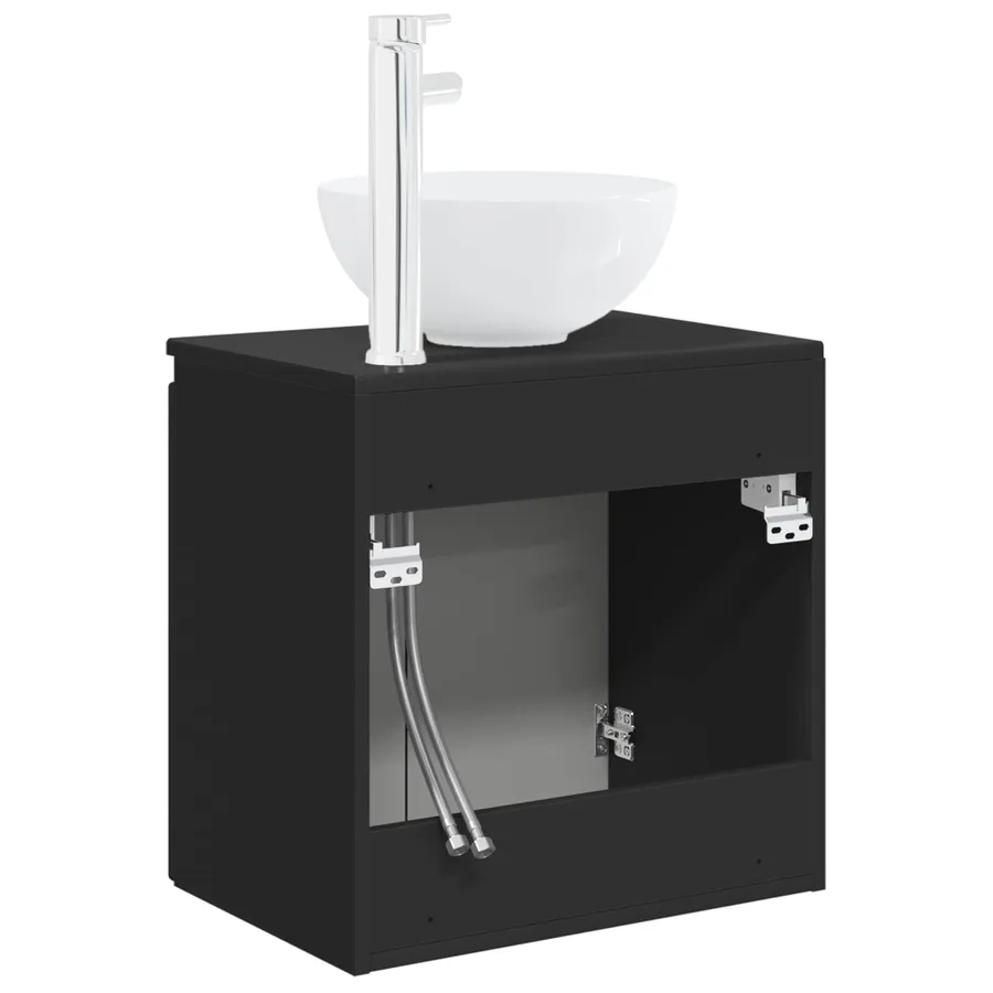 Vanité de lavabo mural Noir 49,5 x 41 x 64,5 cm - 5