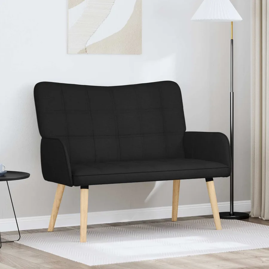Sofa 2 places Noir 115 x 61 x 87 cm Tissu