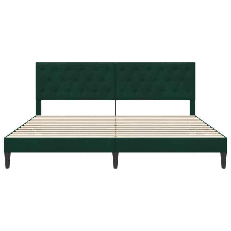 Cadre de lit avec tête de lit Vert foncé 200 x 200 cm Velours - 4