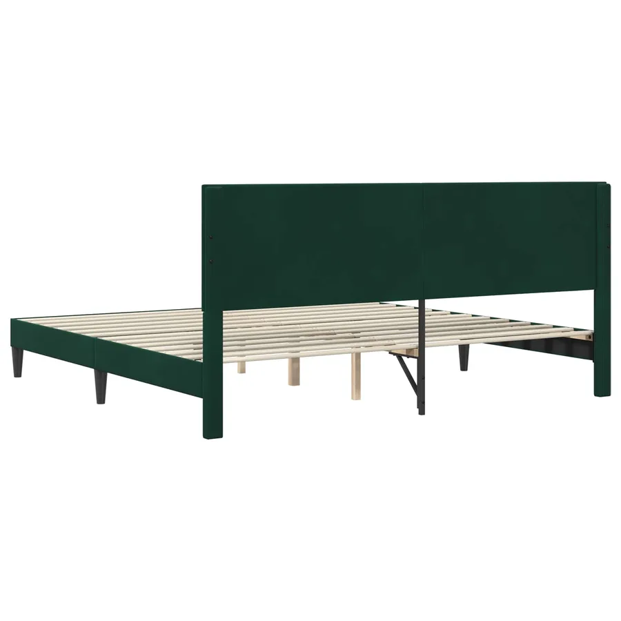 Cadre de lit avec tête de lit Vert foncé 200 x 200 cm Velours - 6