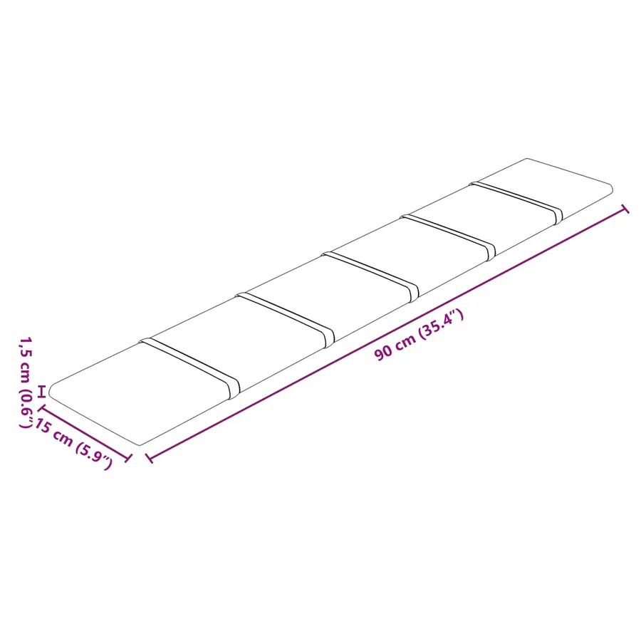 Tête de lit murale 12 pcs Rose 90 x 15 cm Velours - 7