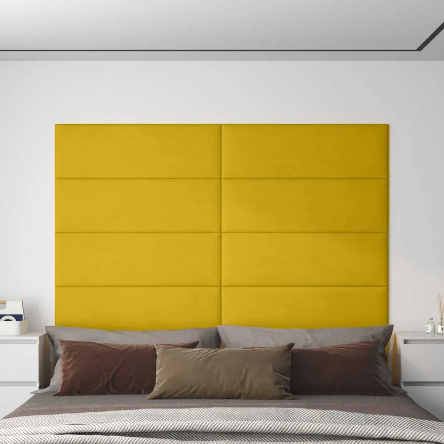 Tête de lit murale 12 pcs Jaune Velours