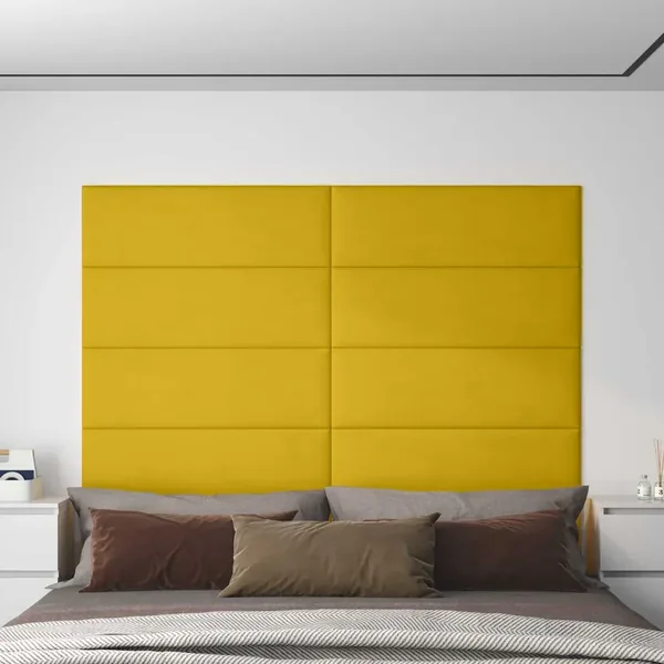 Tête de lit murale 12 pcs Jaune Velours