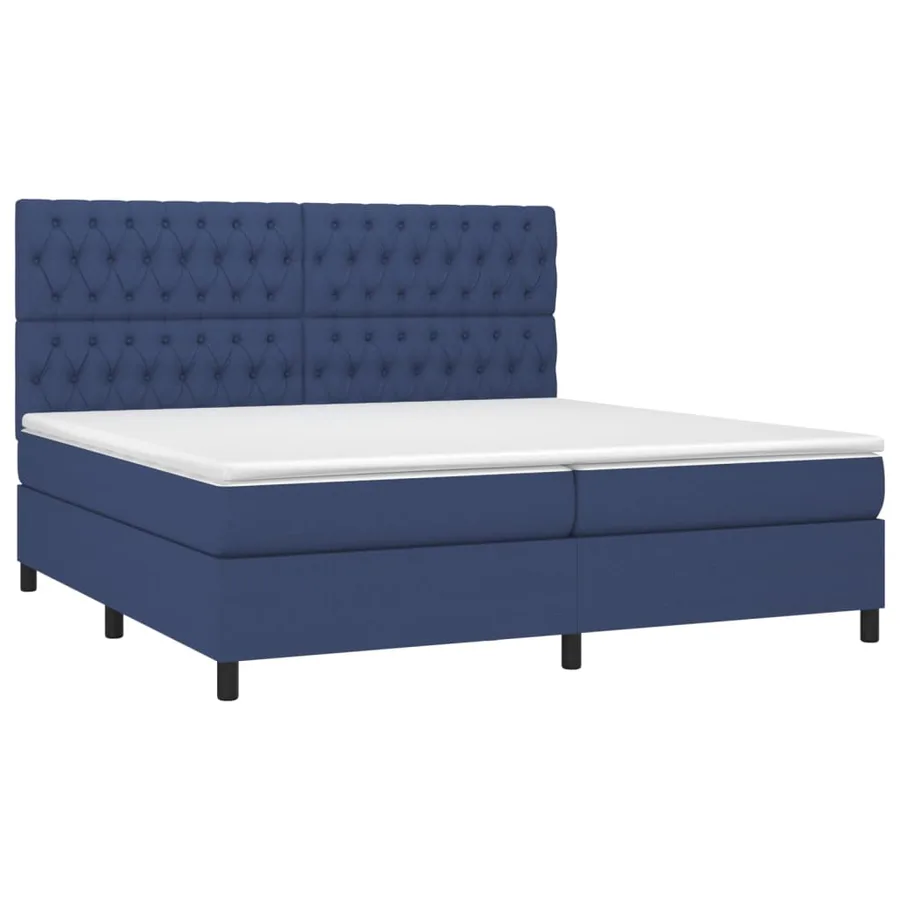 Sommier à lattes de lit avec matelas Bleu 200x200 cm Tissu - 3