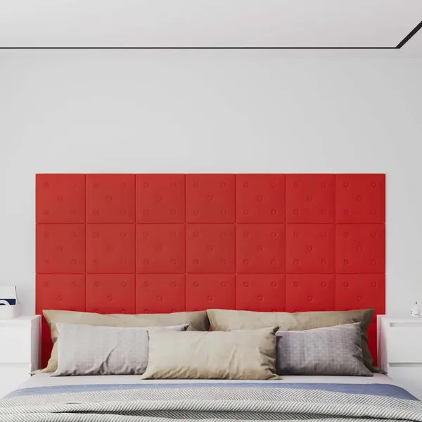 Tête de lit murale 12 pcs Bordeaux 30 x 30 cm Simili cuir