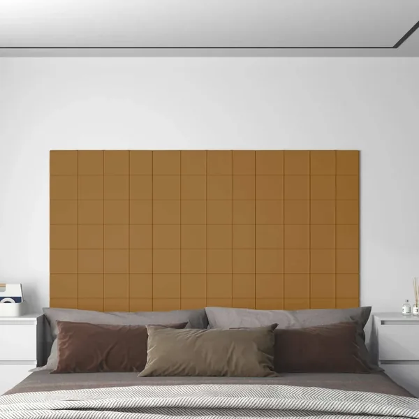 Tête de lit murale 12 pcs Marron 60 x 15 cm Velours