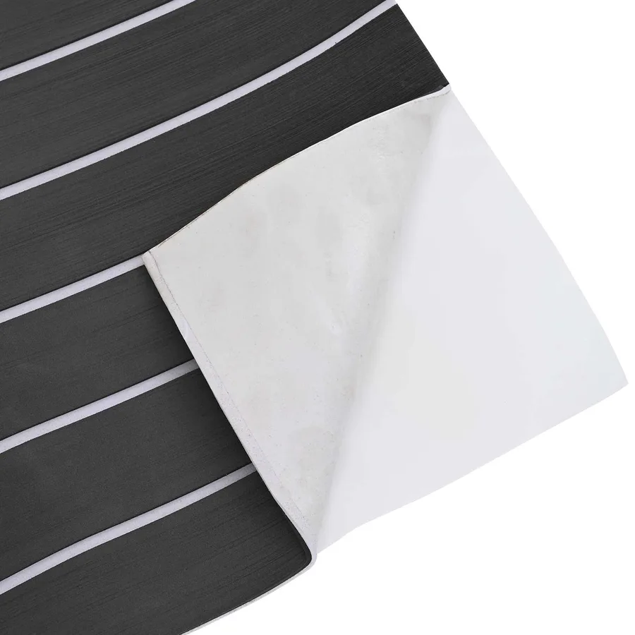 Tapis de bateau Rayé Gris foncé et blanc 240 x 90 cm EVA - 4