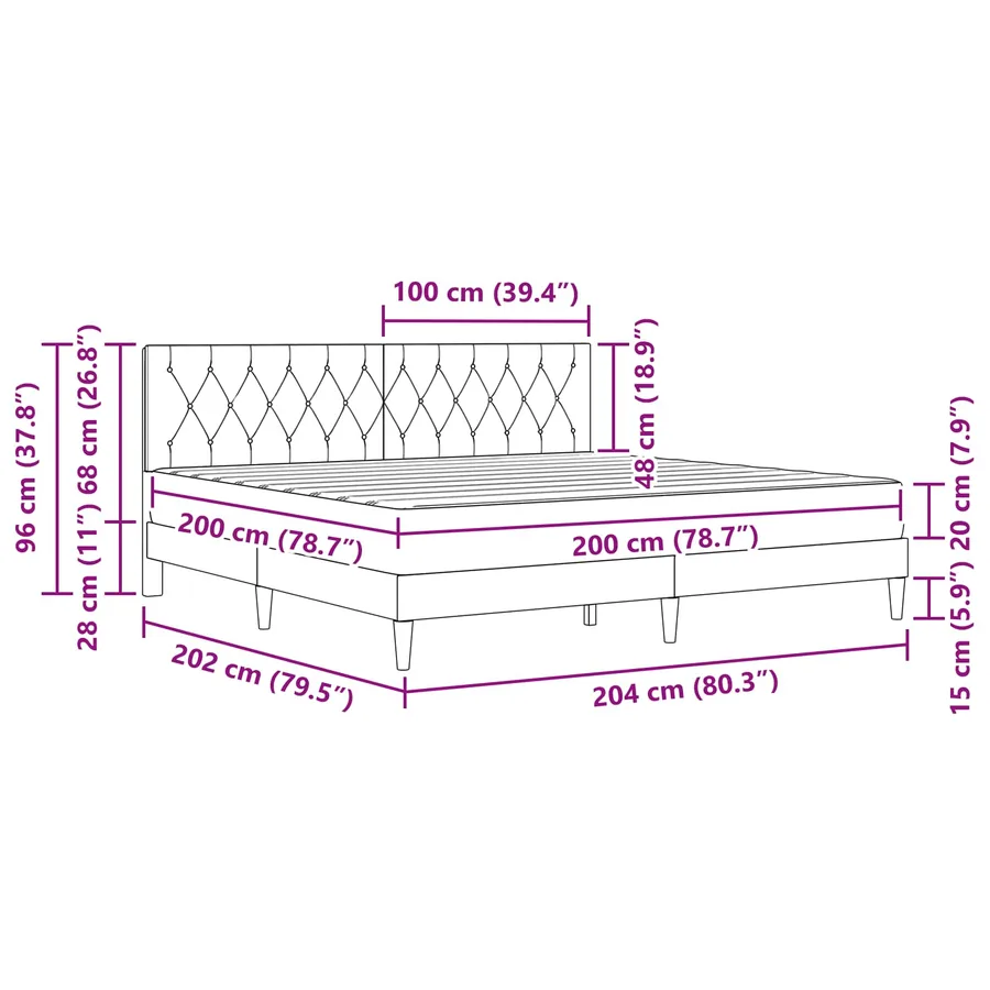 Cadre de lit avec matelas Rose 200 x 200 cm Velours - 11