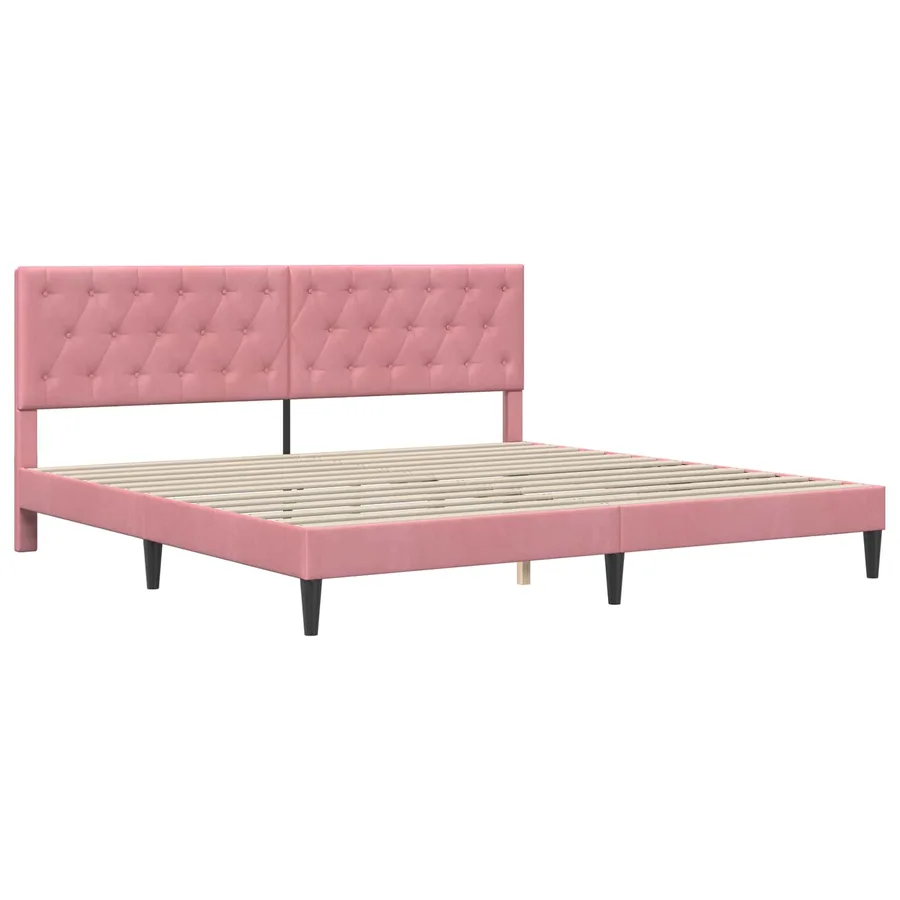 Cadre de lit avec matelas Rose 200 x 200 cm Velours - 4