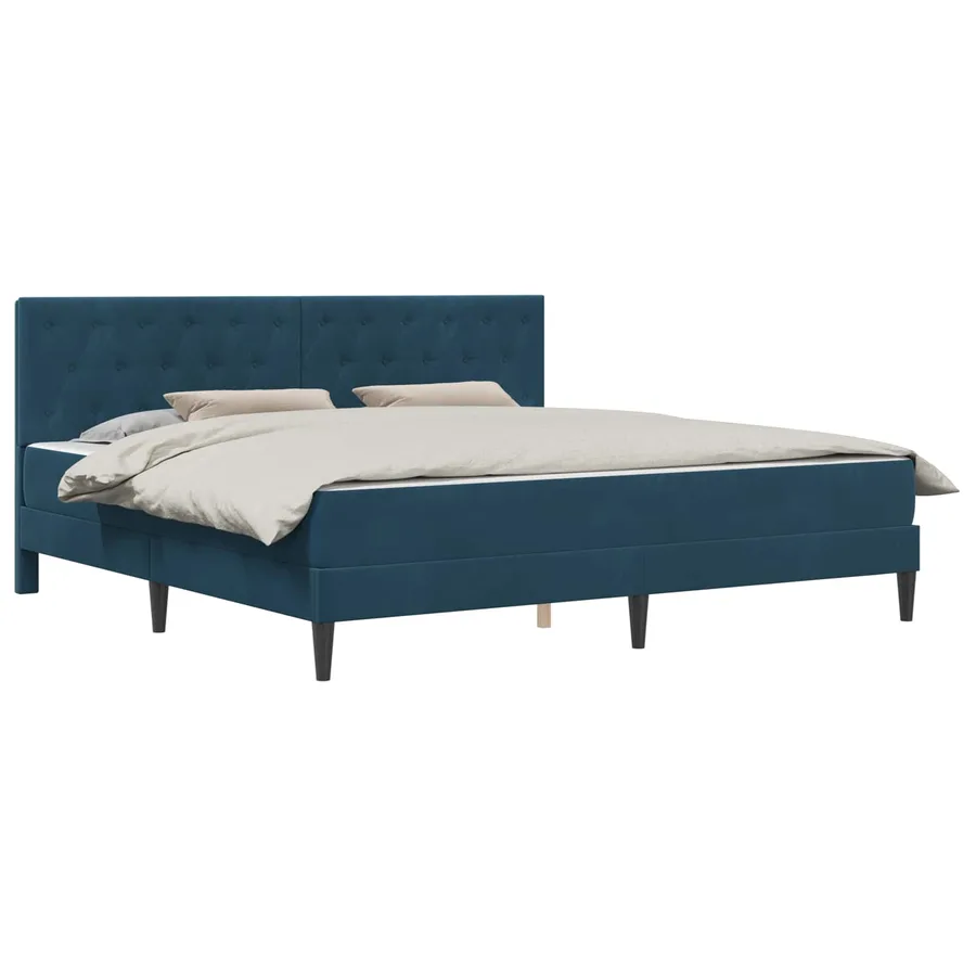 Cadre de lit avec matelas Bleu 200 x 200 cm Velours - 2