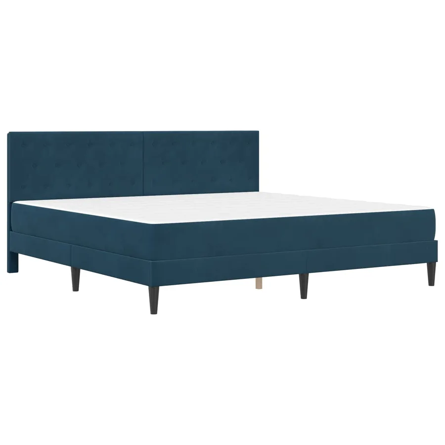 Cadre de lit avec matelas Bleu 200 x 200 cm Velours - 3