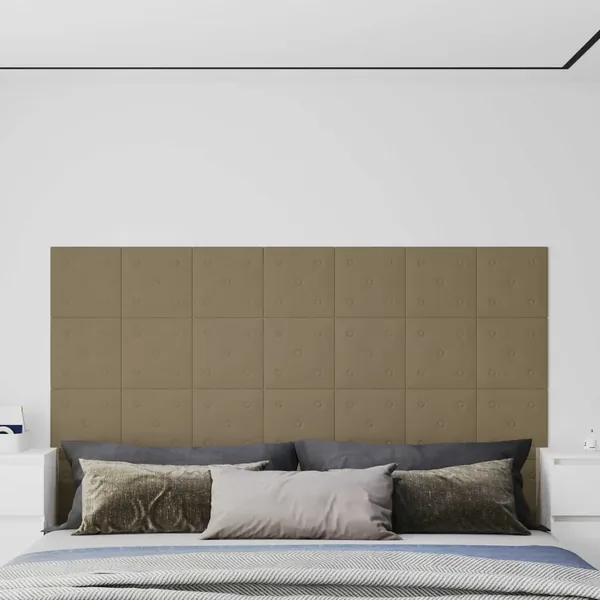 Tête de lit murale 12 pcs Cappuccino 30 x 30 cm Simili cuir