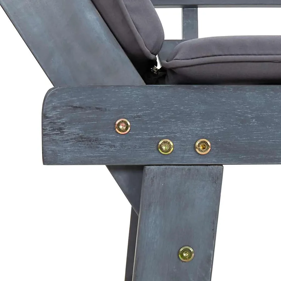 Banc de jardin avec coussins 2-en-1 190 cm Gris Bois d'acacia - 10