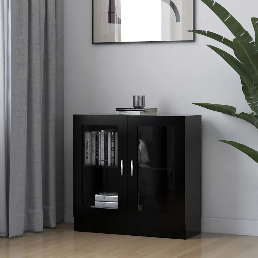 Armoire à vitrine noir 82,5x30,5x80 cm Bois d'ingénierie