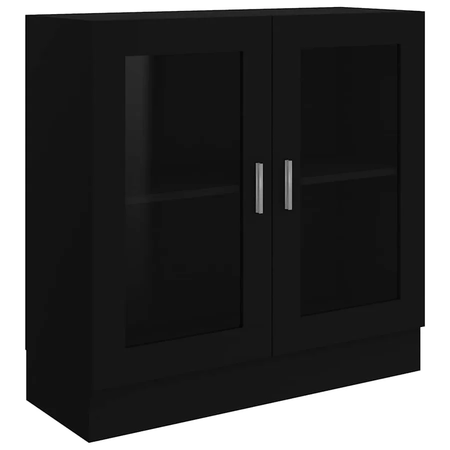 Armoire à vitrine noir 82,5x30,5x80 cm Bois d'ingénierie - 2